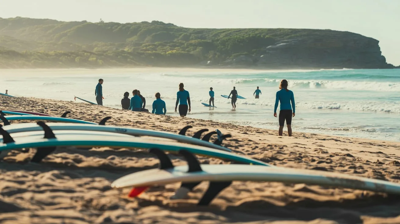 Surf school on beach